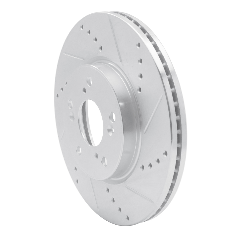 Honda Accord Brake Rotor (1) - Front Right - R1 Concepts - Drilled & Slotted - Silver - `13-`25